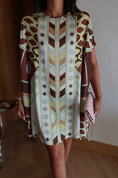 My Blog Green Geometric Patterned Mini Dress - 106333