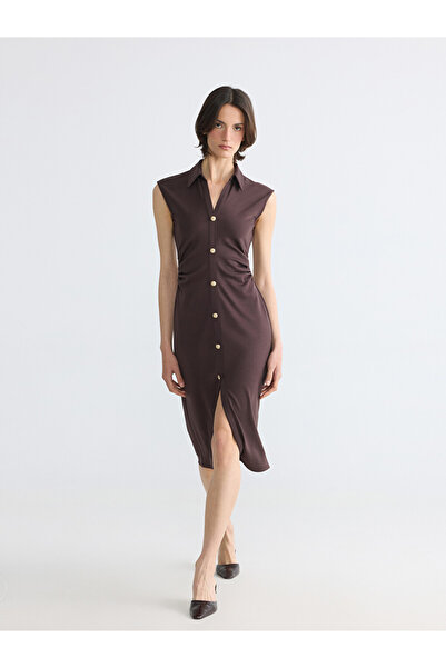 LC Waikiki Φόρεμα bodycon με γιακά και απαλή υφή