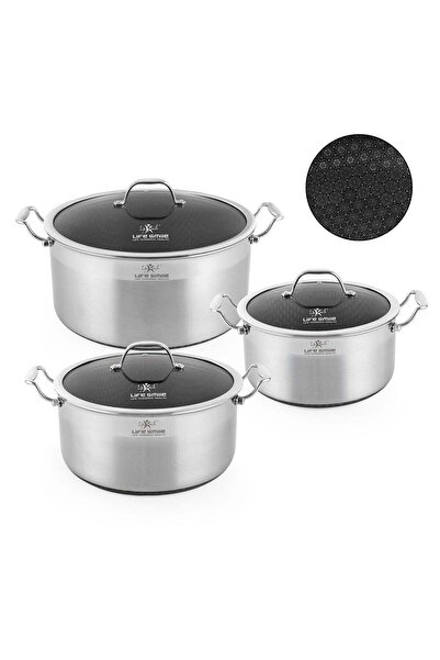 Lifesmile Life Smile Hybrid Stainless Steel Cookware Set – 6 Pieces | Non-Sti...