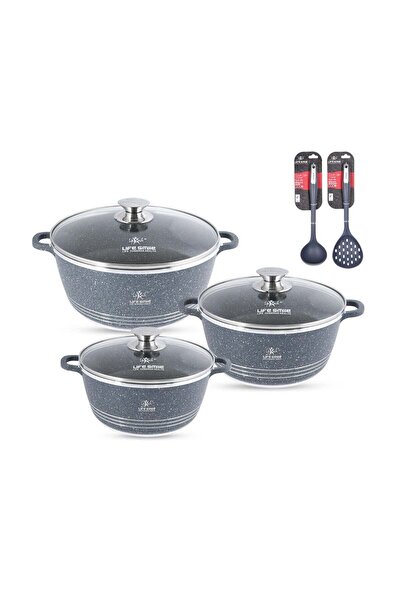 Lifesmile Life Smile 8-Pcs Granite Cookware Set – Non-stick Cookwares with St...