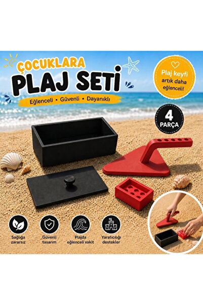 VOLOYAS 4 Parça Çocuk Plaj Seti – Kum Kale Yapım Seti – Plaj Oyuncakları – Ya...