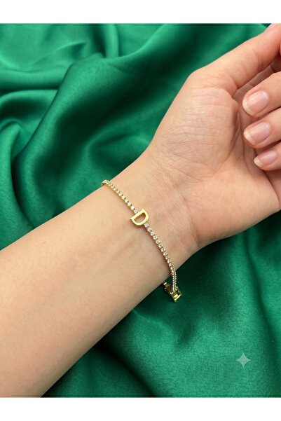 BİJU YILMAZ Steel Letter Bracelet with Stones