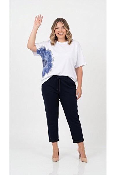 Koza Butik Women's Plus Size Short Sleeve Crew Neck Floral Print Capri Suit 8...