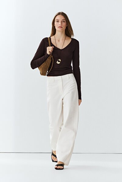 Massimo Dutti %100 pamuklu barrel fit pantolon
