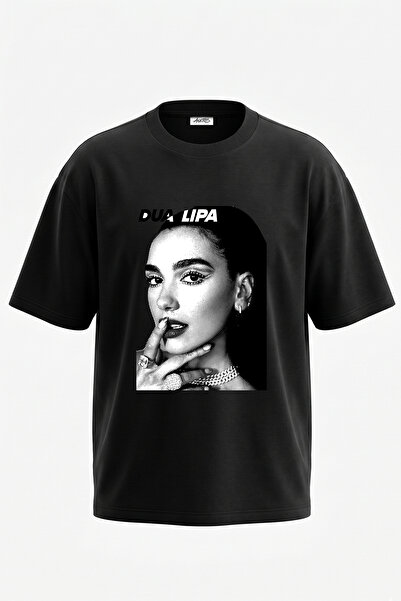 Anetos Dua Lipa_1 dizajn, štampana oversize crna majica