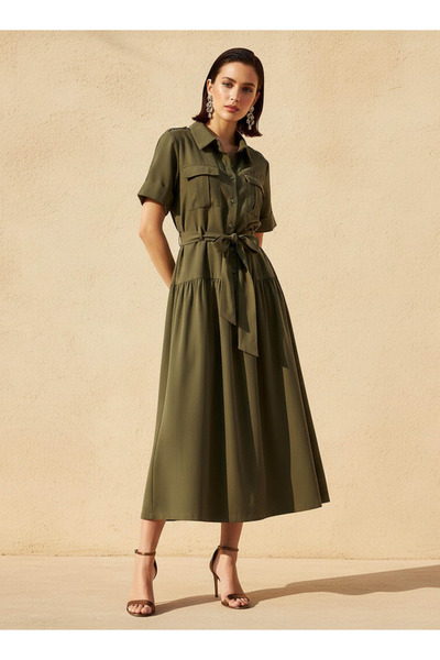 FAV SOLID MIDI SHIRT DRESS