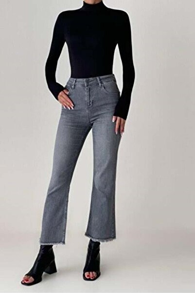 LACARINO Mini Flare Wide Leg Tassel Women's Denim Trousers