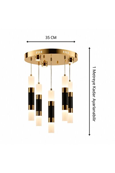 ARLUX AVİZE 3LÜ TEPSİ 5Lİ SARKIT GOLD