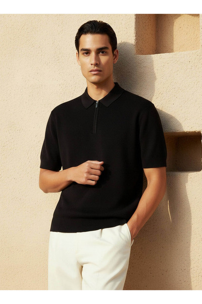 FAV FLAT KNIT ZIP POLO