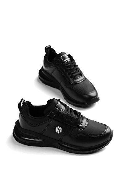 Tonny Black Erkek Siyah Rahat Kalıp Bağcıklı Kalın Tabanlı Sneaker
