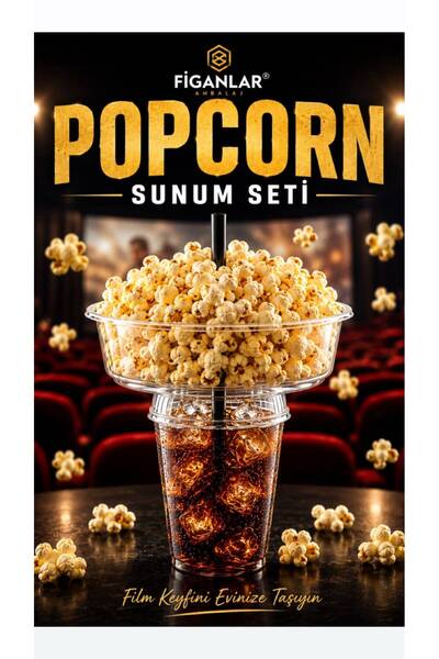 figanlar ambalaj Popcorn Sunum Seti Bardak Geçmeli Waffle Kase PET Bardak Siy...