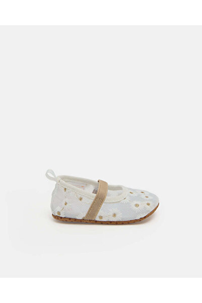 REDTAG Baby Beige Mesh Flower Pram Shoes