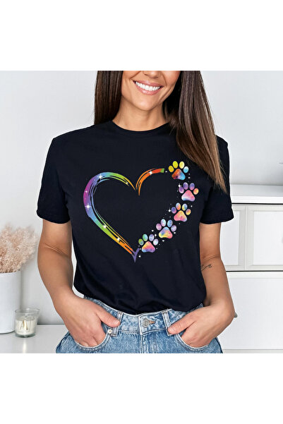 Orielle Tricou Negru Inimă Colorată