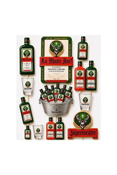 DecoParty Set de decorațiuni pentru tort – Tematică Jagermeister, 12 piese, C...