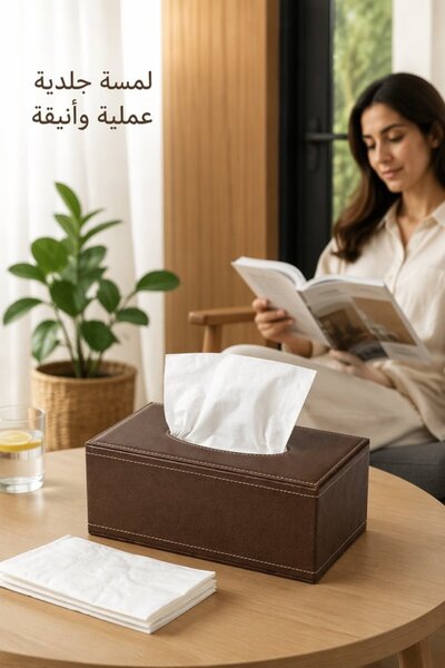 Generic 1 قطعة غطاء صندوق مناديل من الجلد الصناعي بقاعدة مغناطيسية مقاومة للم...