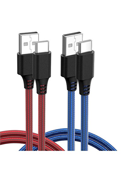 schitec كابل USB C مضفر بطول 2 متر/6 أقدام، USB A إلى C من مادة PVC، نقل بيان...
