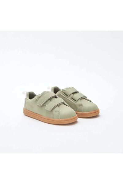KIABI Two-tone faux suede low-top trainers with hook-and-loop strap GREEN