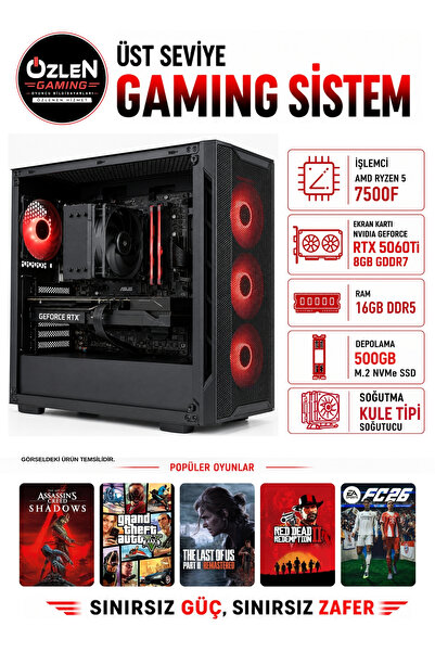 ÖZLEN XL28 RYZEN 5 7500F RTX 5060 Tİ 8GB 16GB DDR5 RAM 500GB M.2 SSD Üst Sevi...
