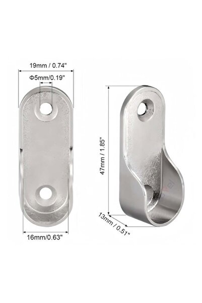 Duravel Oval Closet Rod End Flange Bracket, Wardrobe Hanger Pipe Fitting Oval Type, Wardrobe Tube Support Bracket with Screws (Pack Of 2)