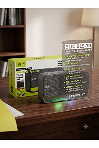 Blic RGB Işıklı 12W TWS Güçlü Bass Bluetooth Hoparlör - TWS Destekli, Kumaş D...