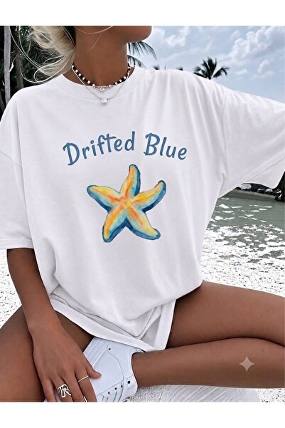 Velora Collection Μπλουζάκι με στάμπα Drifted Blue Star και λαιμόκοψη ποδηλάτου