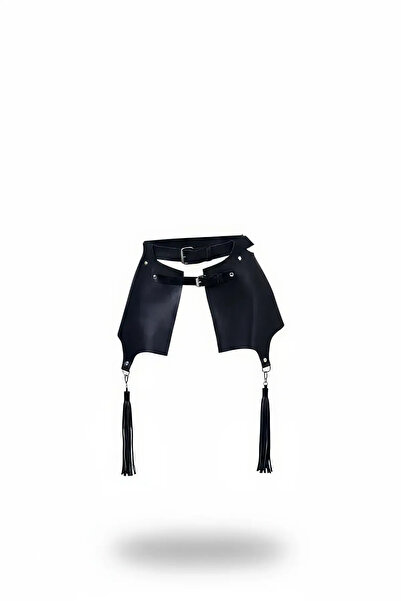 Angels Passion Black Women's Belt with Tassel Detail Wide Leather Waist Acces...