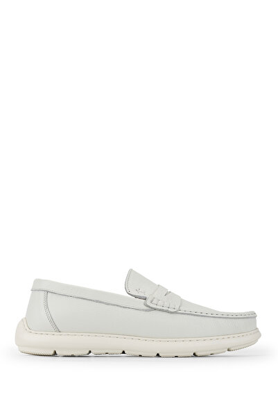 Tamer Tanca Men's Genuine Leather Off-White Loafer Shoes