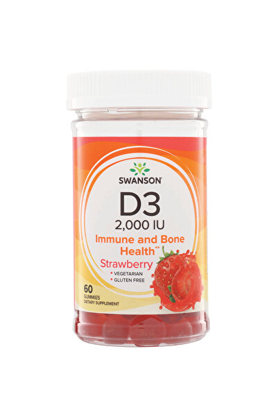 SWANSON Vitamina D3 2000 UI 60 Gummies - Căpșuni