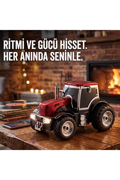wiks Traktör Figürlü Şarjlı Bluetooth Hoparlör, Nostaljik Görünümlü FM Radyol...