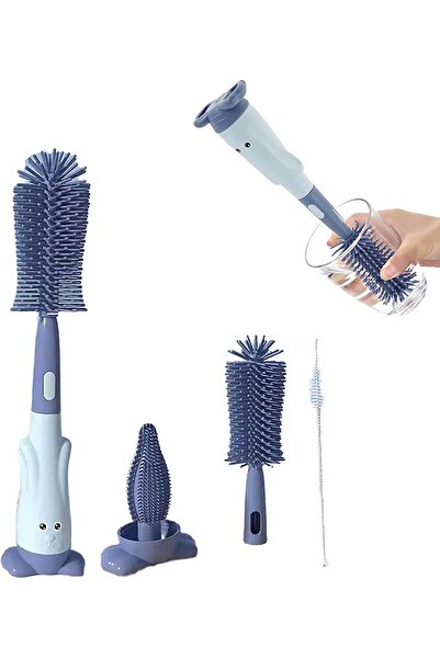 ToolHouse طقم فرشاة تنظيف زجاجات الأطفال 3 في 1 من تول هاوس، فرشاة سيليكون لل...