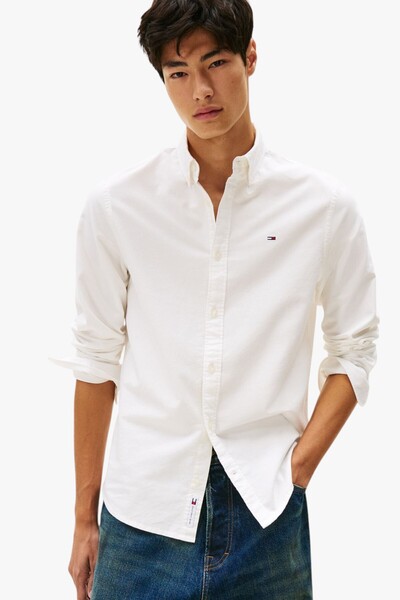 Tommy Hilfiger TJM REG OXFORD SHIRT EXT Erkek beyaz Gömlek DM0DM21298YBL