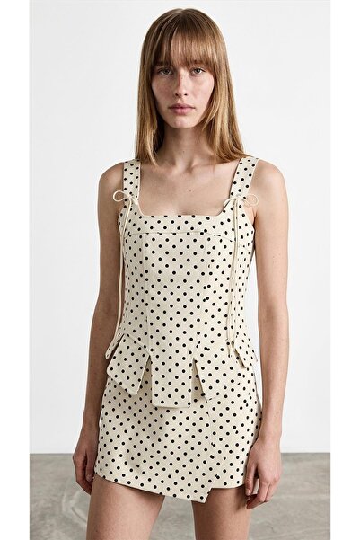 MU&ME BOUTİQUE Bluz Corse Aski Detailed with Polka Dots