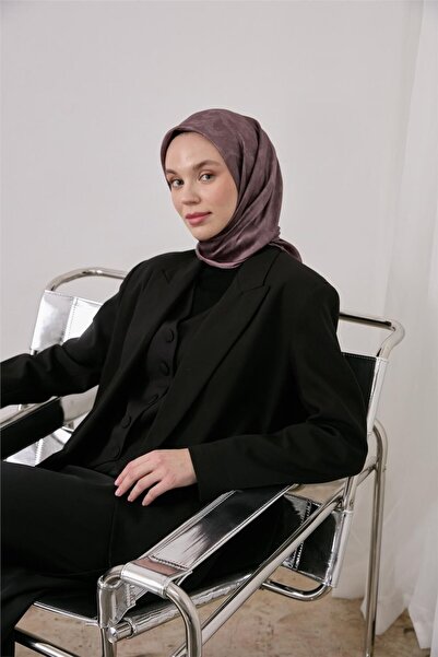 Silk Home Polyester Karışımlı Shiny Eşarp Gül Kurusu Etnik Desenli Parlak Dok...
