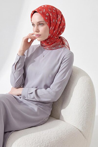 Silk Home وشاح ناعم بنمط أوراق الشجر أحمر 90x90