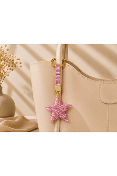 Kumru Studio Pink Star Stone Luxury Bag Charm – Red Crystal Bag Charm