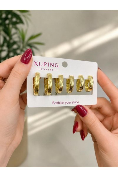 XUPING JEWELRY Xuping Stamped Antiallergic Premium Special Series Multiple Women's Hoop Earring Set