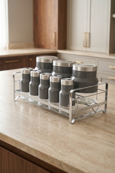 ACAR Colt 8-Piece Spice Rack Set with Stand Gray
