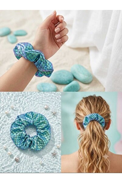 irecay Denizkızı Desenli Scrunchie Saç Tokası – Yumuşak Kumaşlı Lastikli Saç ...