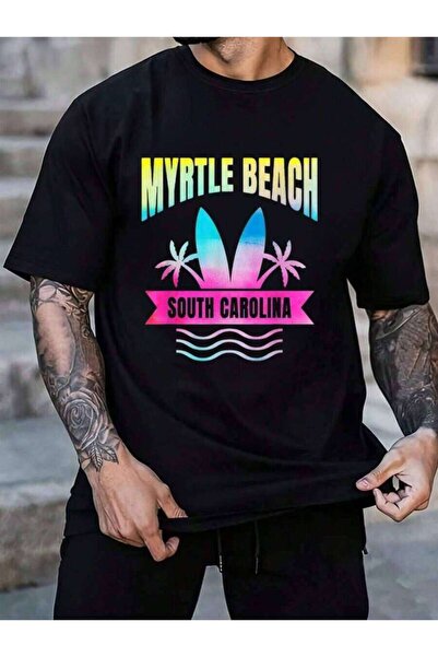 45 BPM 100% Cotton Myrtle Beach South Carolina Souvenir Men's Black Vacation ...