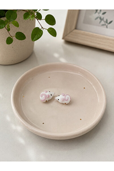 ADAMODART Handmade Murano Glass White Mouse Beads (2 Pieces)