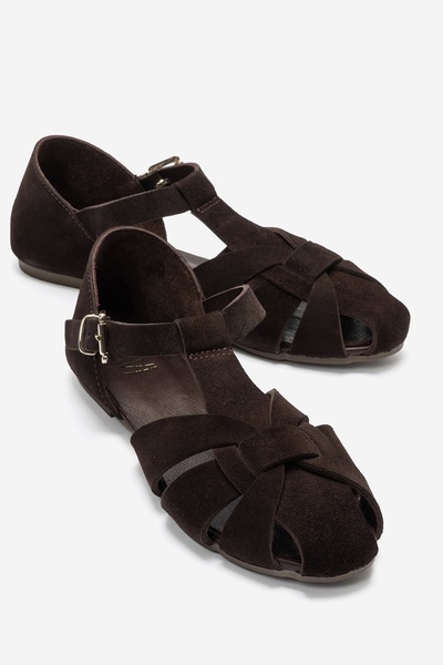 LuviShoes صندل نسائي من الجلد الطبيعي باللون البني من ALINA