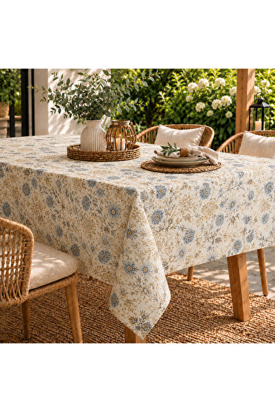 desenizmir Digital Printed Babyface Fabric Echinacea Pattern Tablecloth