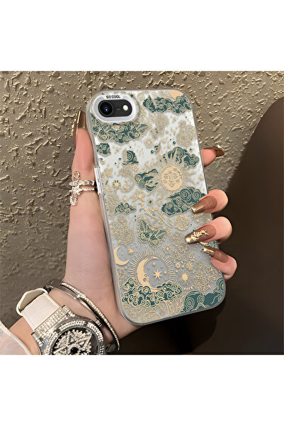 ARTISHELL iPhone 7/8/SE 2020 2022 Uyumlu Altın Renkli Güneş Ay Deseni Şık Tel...