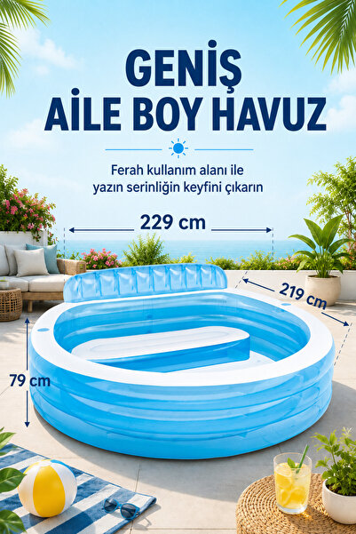 welcomein Koltuklu Şişme Aile Havuzu 229 x 219 x 79 cm Sırt Dayamalı ve Oturm...