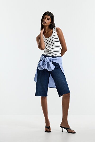 LEFTIES Slim wide denim bermuda