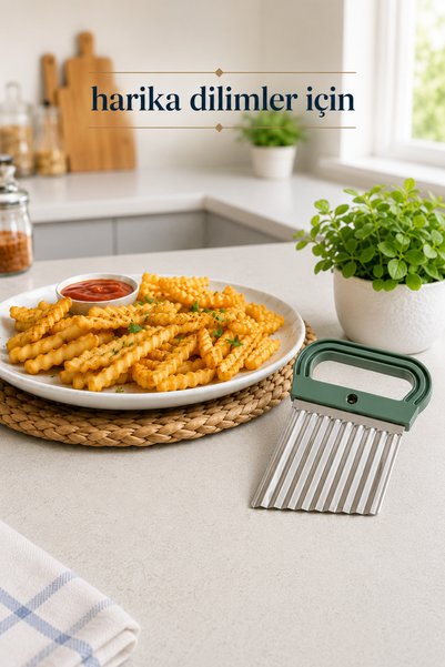 Sariva Home Wavy Potato Cutter Chips Chopper Vegetable Slicer Stainless Steel Crinkle Cutter Serrated Potato Cutting Apparatus Kitchen Cutter