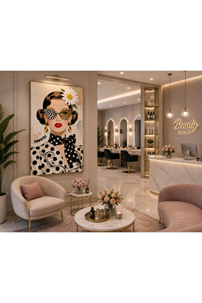 EROĞLU TABLO Kuaför ve Güzellik Moda Kadını Kanvas Tablo Zebra ve Leopar Dese...