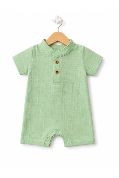 For My Baby Baby Boy 100% Cotton Muslin Judge Collar Short Jumpsuit