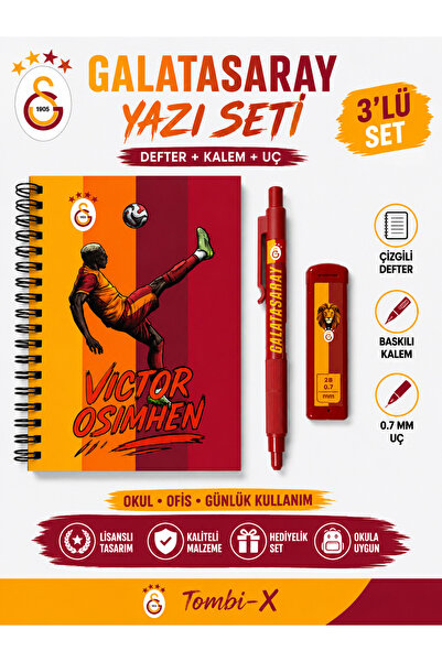 Galatasaray Cim Bom Bom 3’lü Kırtasiye Seti – Spiralli Defter, Baskılı Kalem ...