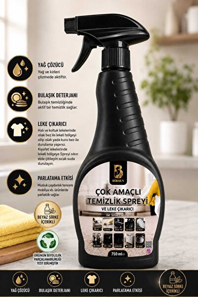 BİRSEN DETERJANLARI Birsen Çok Amaçlı Temizlik Spreyi Ve Leke Çıkarıcı 750 ml